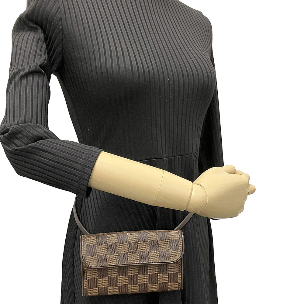 Louis Vuitton Pochette Florentine Damier Canvas Leather Pouch Bag Ebene Brown - Picture 2 of 13